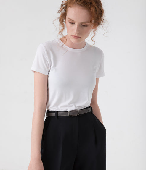 YOKO Women's Vegan Leather Belt | Color: Charcoal- variant::Charcoal