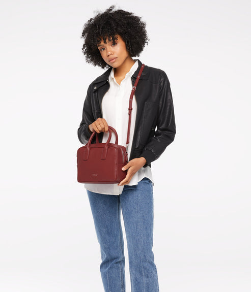 ARLIE Small Vegan Satchel - Loom | Color: Black - variant::blacks