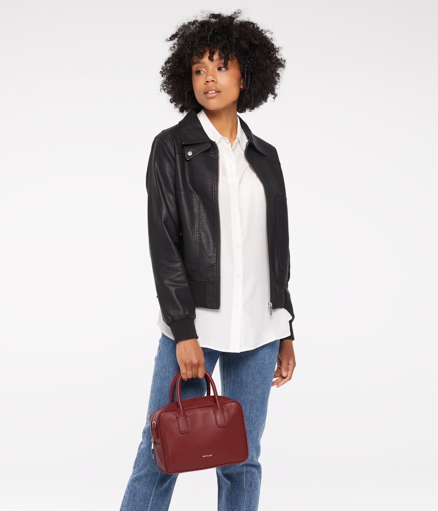 ARLIE Small Vegan Satchel - Loom | Color: Red - variant::gala