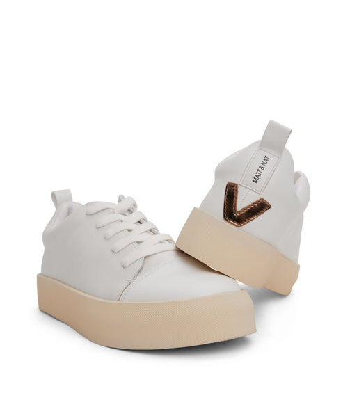MARCI Women's Vegan Sneakers | Color: White, Bronze - variant::whibro