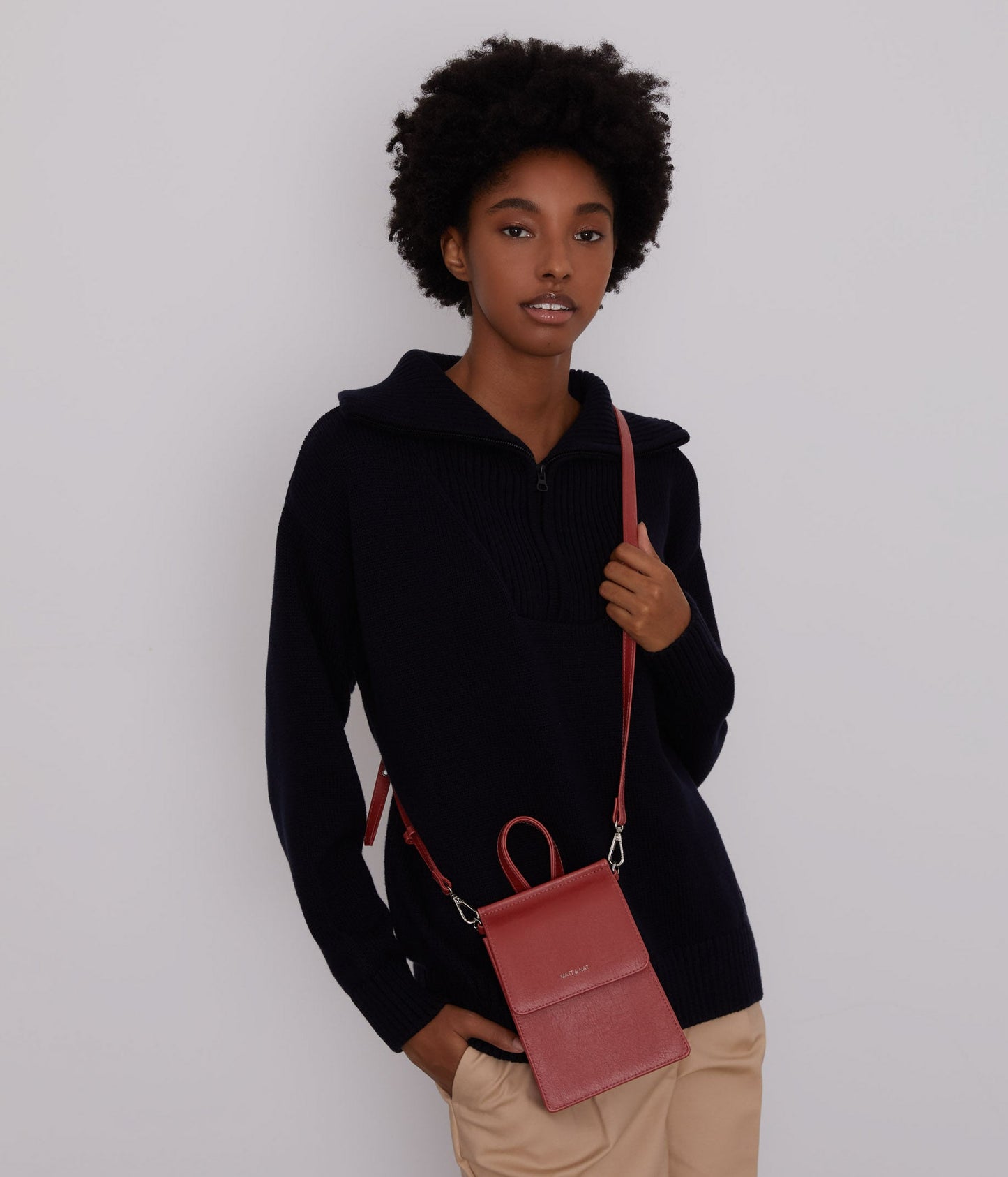 THESSA Vegan Crossbody Bag - Vintage | Color: Brown - variant::chili