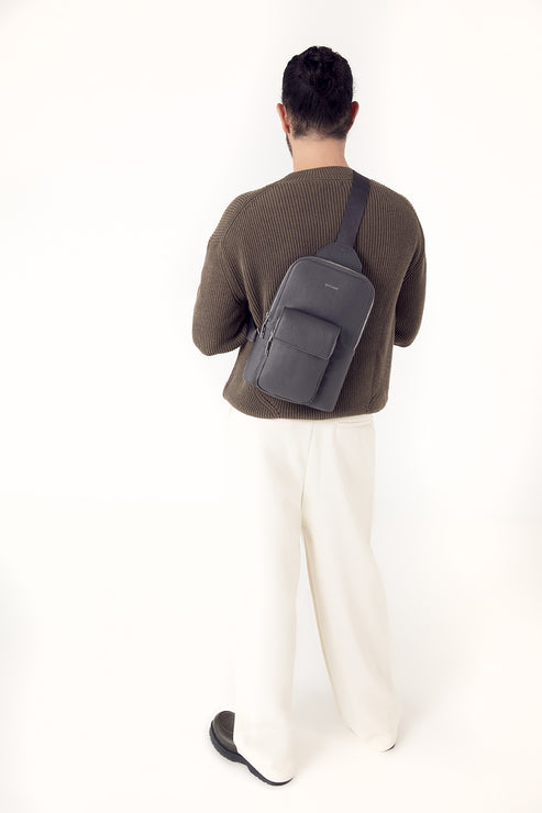 ALLAR Vegan Sling Bag - Grain | Color: Black - variant::black