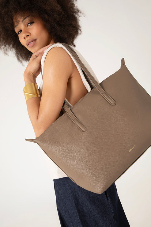 ABBI Vegan Tote Bag - Grain | Color: Coal - variant::coal