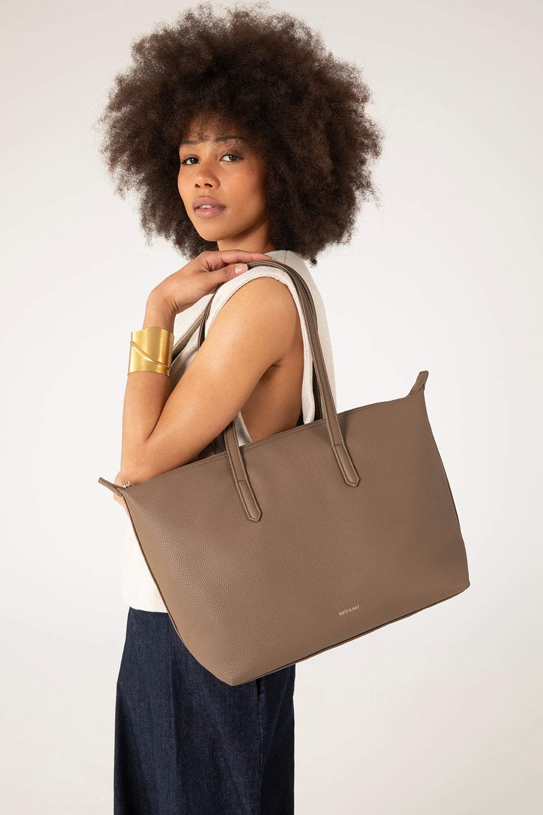 ABBI Vegan Tote Bag - Grain | Color: Toffee - variant::toffee