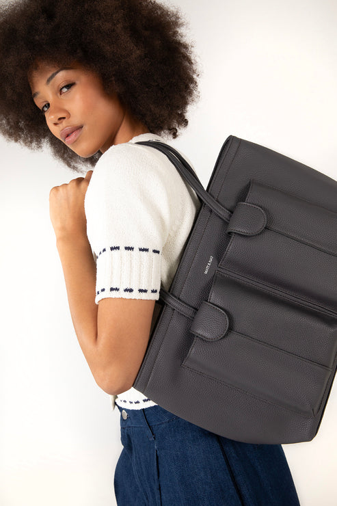 JOS Vegan Tote Bag - Grain | Color: Coal - variant::coal