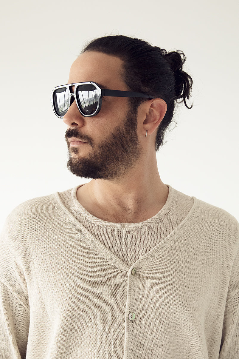 LIVY Aviator Style Recycled Sunglasses | Color: Black - variant::black