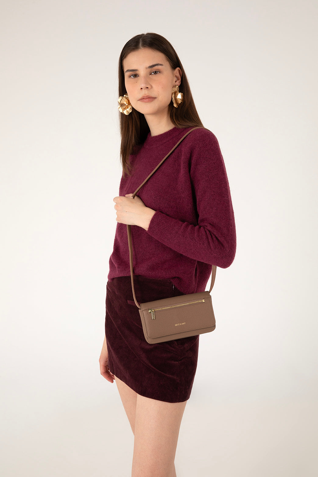 ERIN Vegan Crossbody Bag - Grain | Color: Toffee - variant::toffee