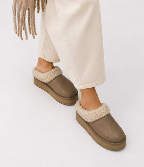 SOOKI Women's Vegan Slip On Mules | Color: Beige - variant::beige