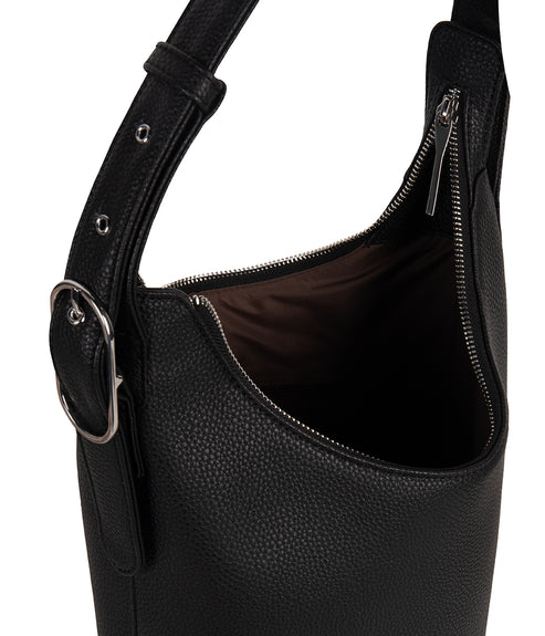 JESA Vegan Hobo Bag - Grain | Color: Black - variant::black