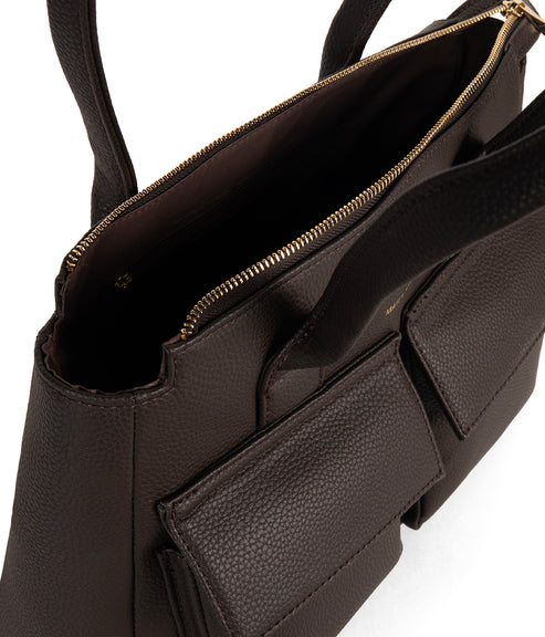 JORDI Vegan Tote Satchel – Grain | Color: Fudge - variant::fudge