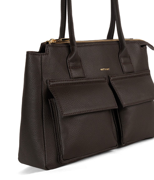JORDI Vegan Tote Satchel – Grain | Color: Fudge - variant::fudge