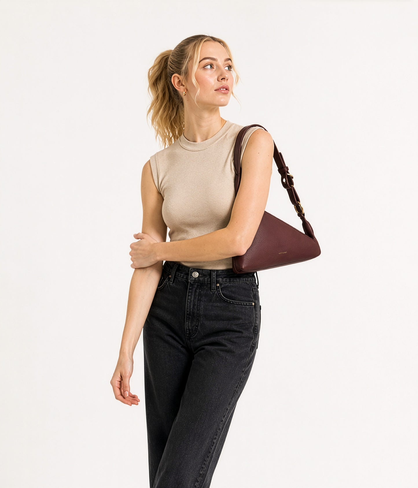 MATINA Vegan shoulder bag - Grain | Color: Fudge - variant::fudge
