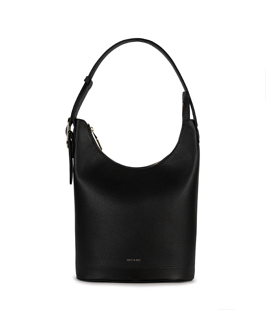 JESA Vegan Hobo Bag - Grain | Color: Black - variant::black