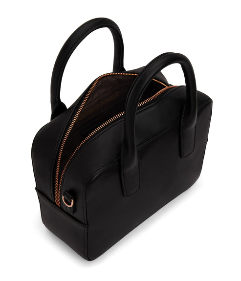 ARLIE Small Vegan Satchel - Loom | Color: Black - variant::blackr