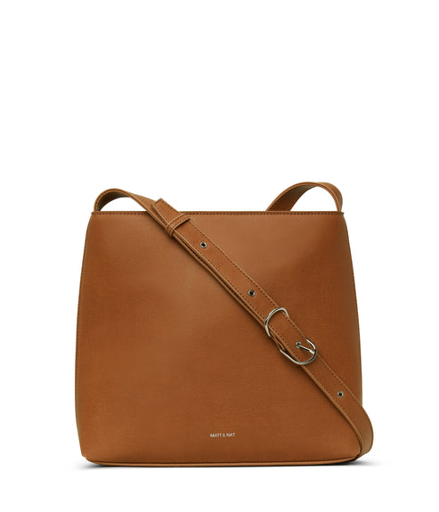 MINTYSM Small Vegan Messenger Bag - Vintage | Color: Brown - variant::chili