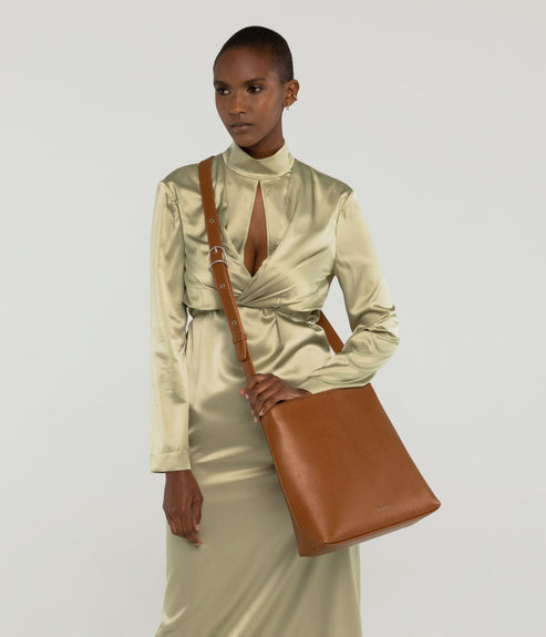 MINTYSM Small Vegan Messenger Bag - Vintage | Color: Brown - variant::chili