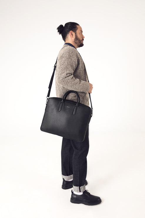 ELON Vegan Briefcase - Grain | Color: Black - variant::black