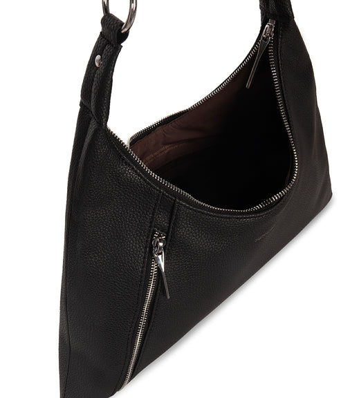 MORGAN Vegan Hobo Bag - Grain | Color: Black - variant::black
