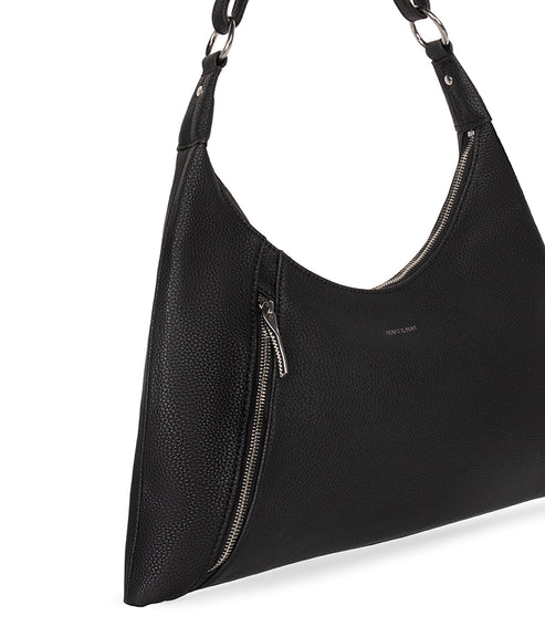 MORGAN Vegan Hobo Bag - Grain | Color: Black - variant::black