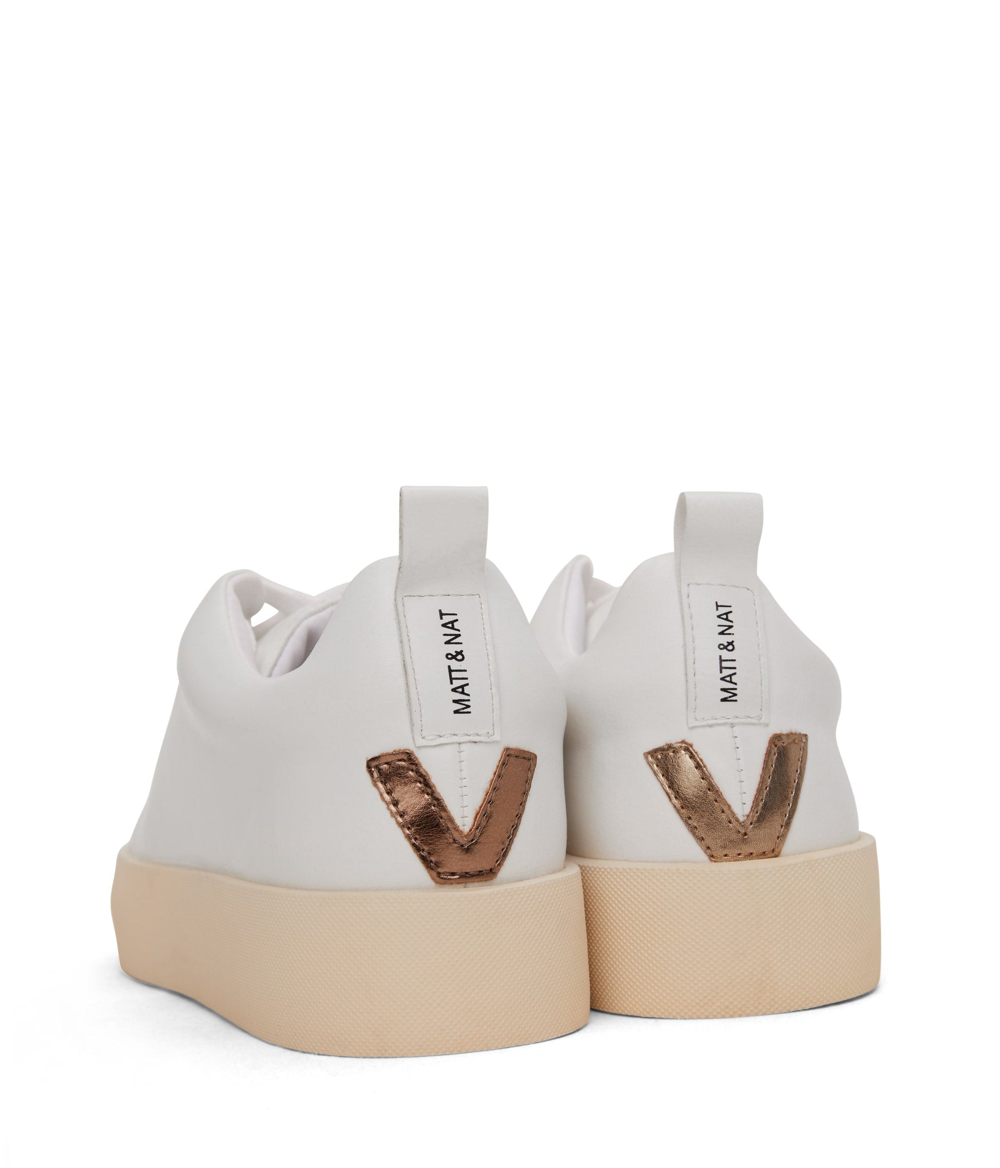 MARCI Women's Vegan Sneakers | Color: White, Bronze - variant::whibro