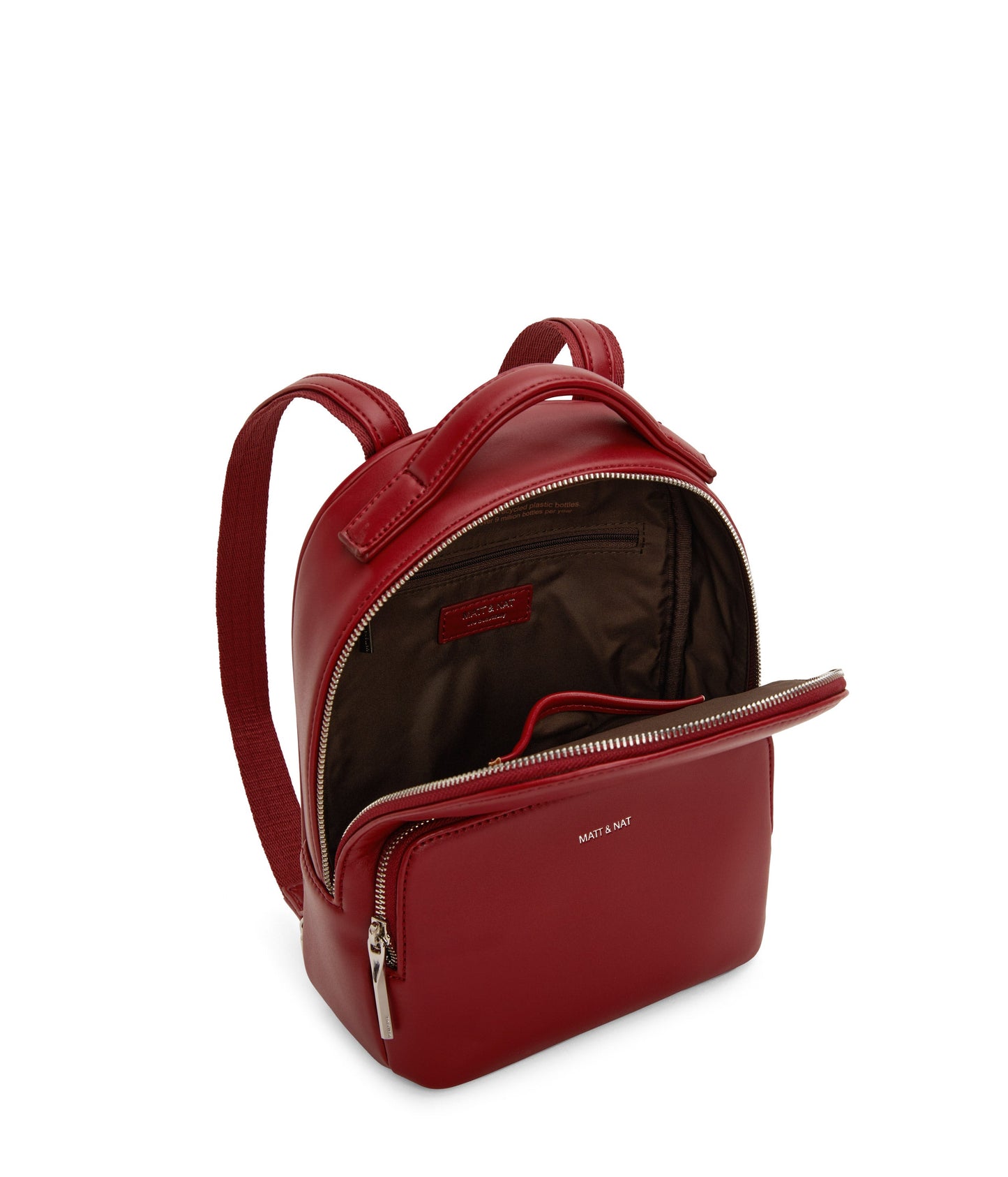 CAROSM Small Vegan Backpack - Loom | Color: Red - variant::plum
