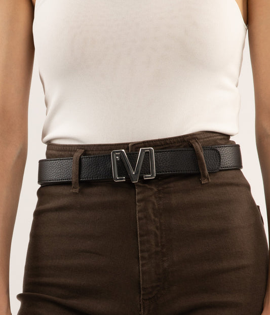 REE Women’s Vegan Leather Belt - Purity | Color: Black - variant::black