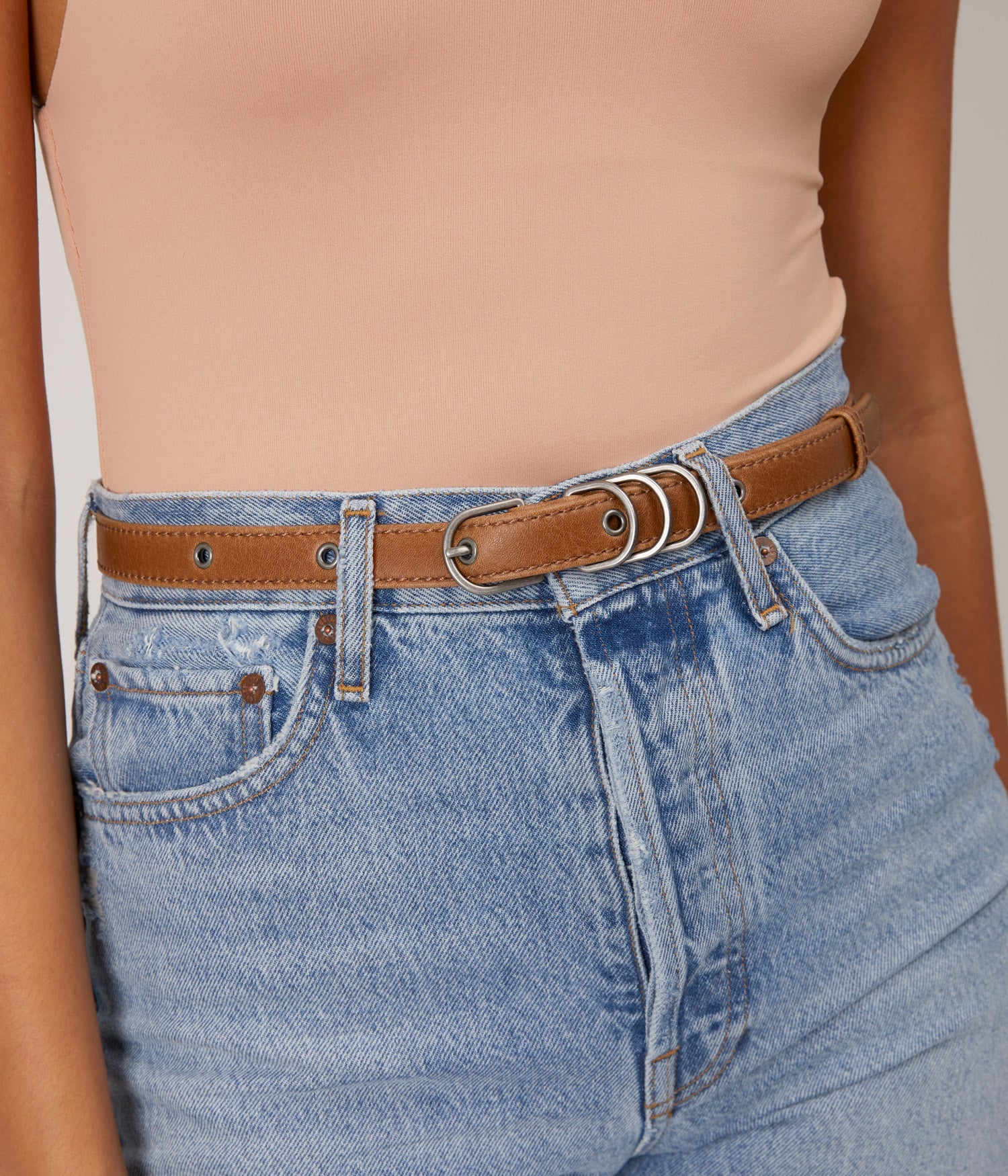 JULEP Women's Vegan Skinny Belt | Color: Beige - variant::soy