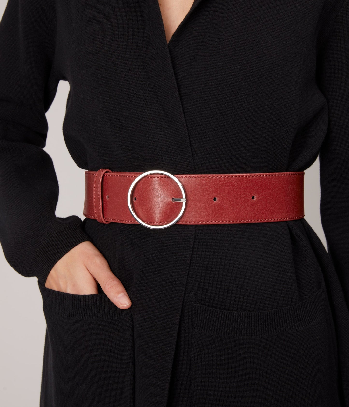 ORA Women's Vegan Wide Belt | Color: Red - variant::barn