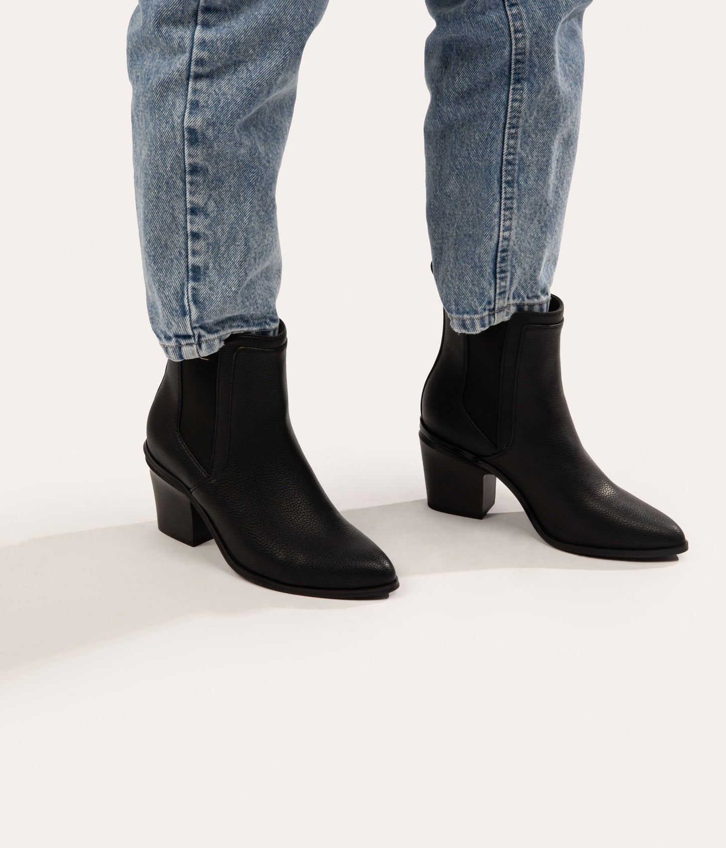 KALISTA Women's Vegan Mid Heel Boots | Color: Black - variant::black