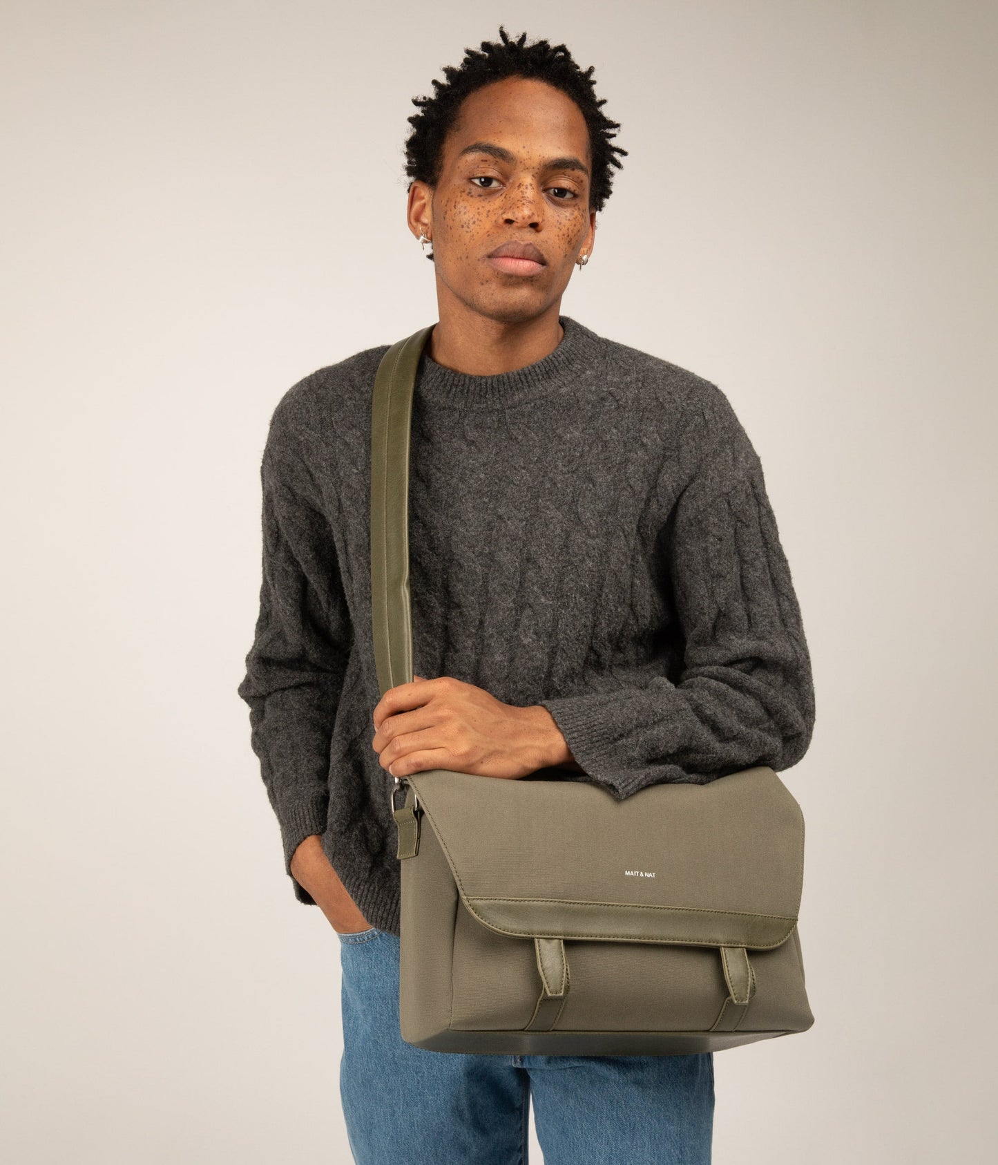 MARTEL Vegan Messenger Bag - Canvas | Color: Brown - variant::chili