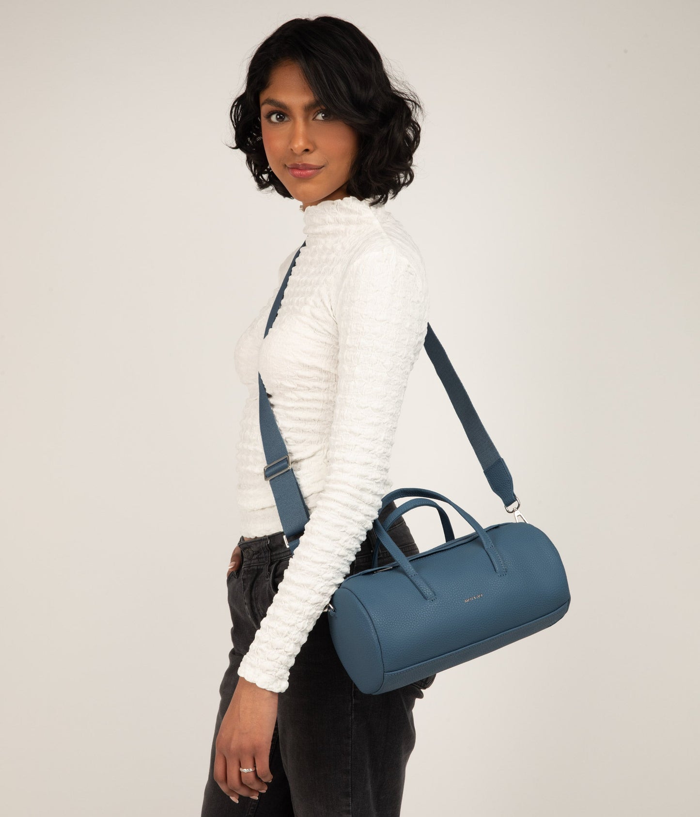 INES Vegan Barrel Bag - Purity | Color: Blue - variant::galaxy