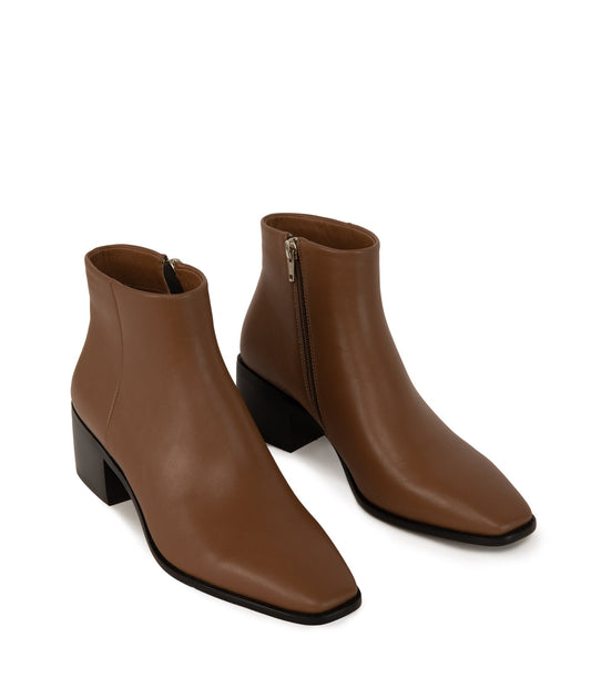 JOO Women's Vegan Heeled Booties | Color: Brown - variant::pecan