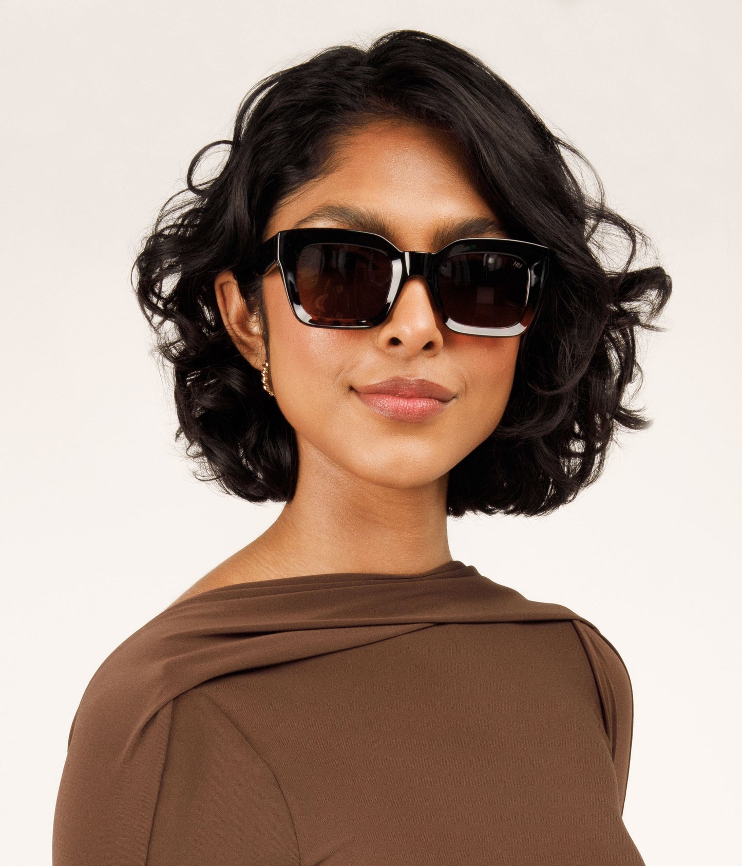 MEHA-2 Recycled Square Sunglasses | Color: Brown - variant::clear