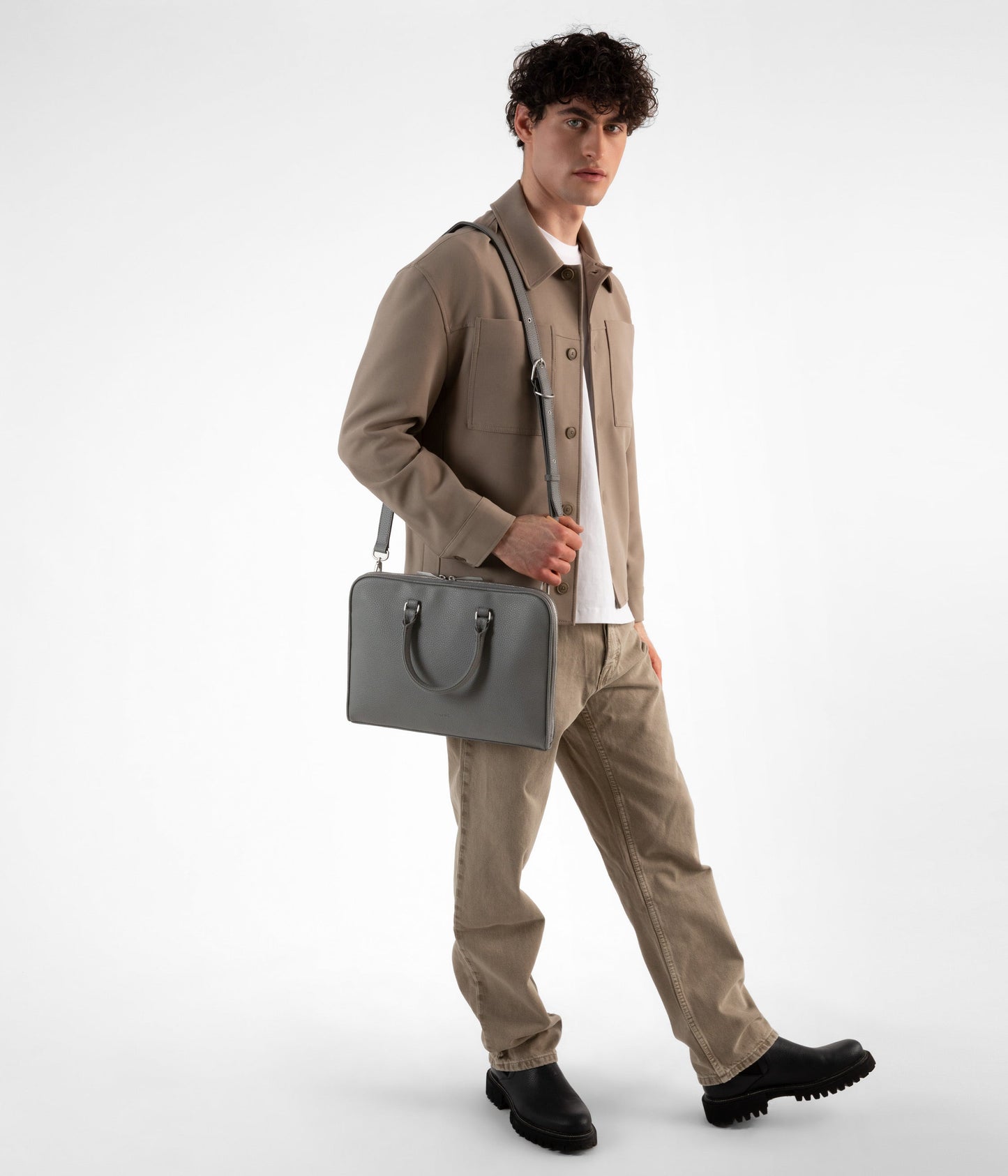 HOLDER Slim Vegan Briefcase - Purity | Color: Grey - variant::shade