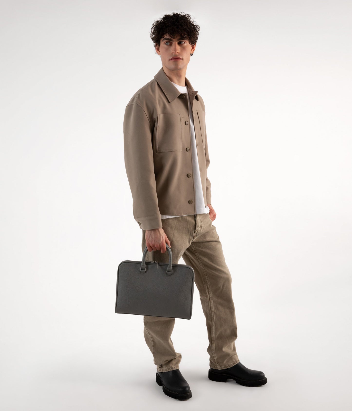 HOLDER Slim Vegan Briefcase - Purity | Color: Grey - variant::shade