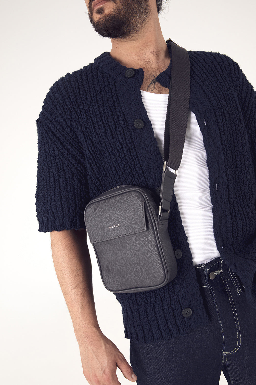 MAREO Vegan Crossbody Bag – Grain | Color: Black - variant::black