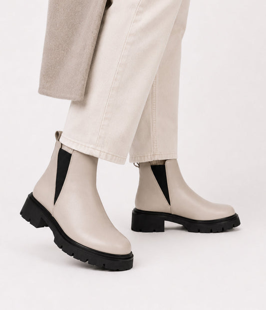 MAELLE Women's Vegan Chelsea Boots | Color: Off White - variant::offwhite