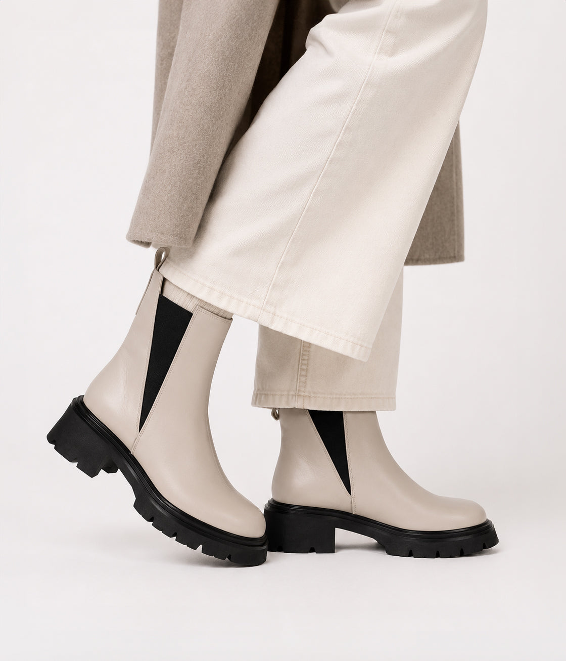 MAELLE Women's Vegan Chelsea Boots | Color: Off White - variant::offwhite