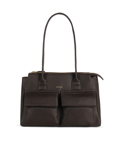 JORDI Vegan Tote Satchel – Grain | Color: Fudge - variant::fudge