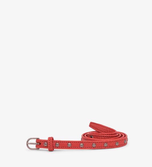 BOWIE Women's Vegan Skinny Belt | Color: Red - variant::ruby