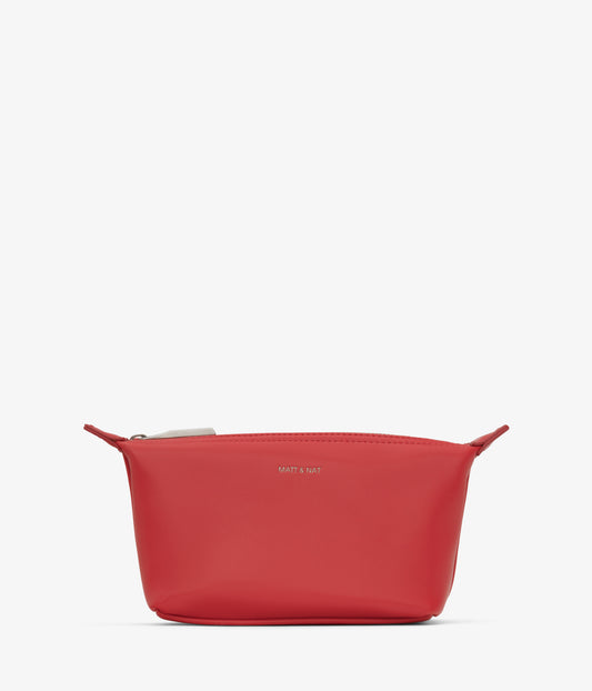 ABBI MINI Vegan Cosmetic Bag - loom | Color: Red - variant::pomegranate