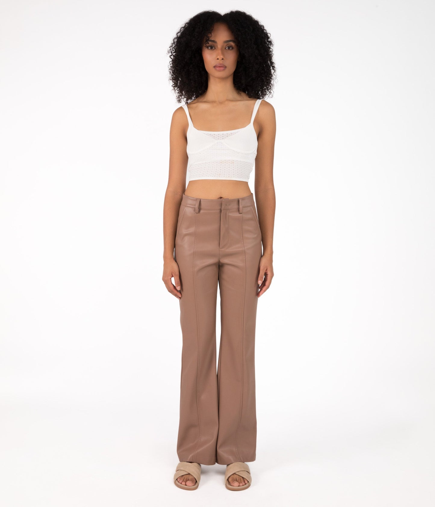 GWEN Women's High-Waisted Vegan Pants | Color: Beige - variant::cafe