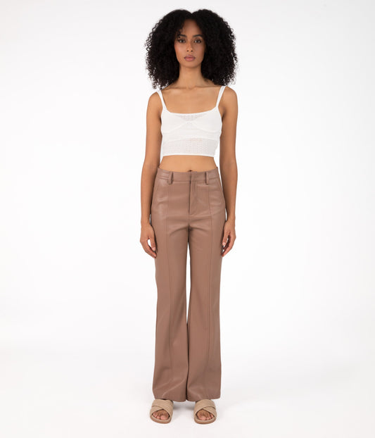 GWEN Women's High-Waisted Vegan Pants | Color: Beige - variant::cafe