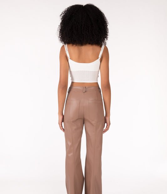 GWEN Women's High-Waisted Vegan Pants | Color: Beige - variant::cafe