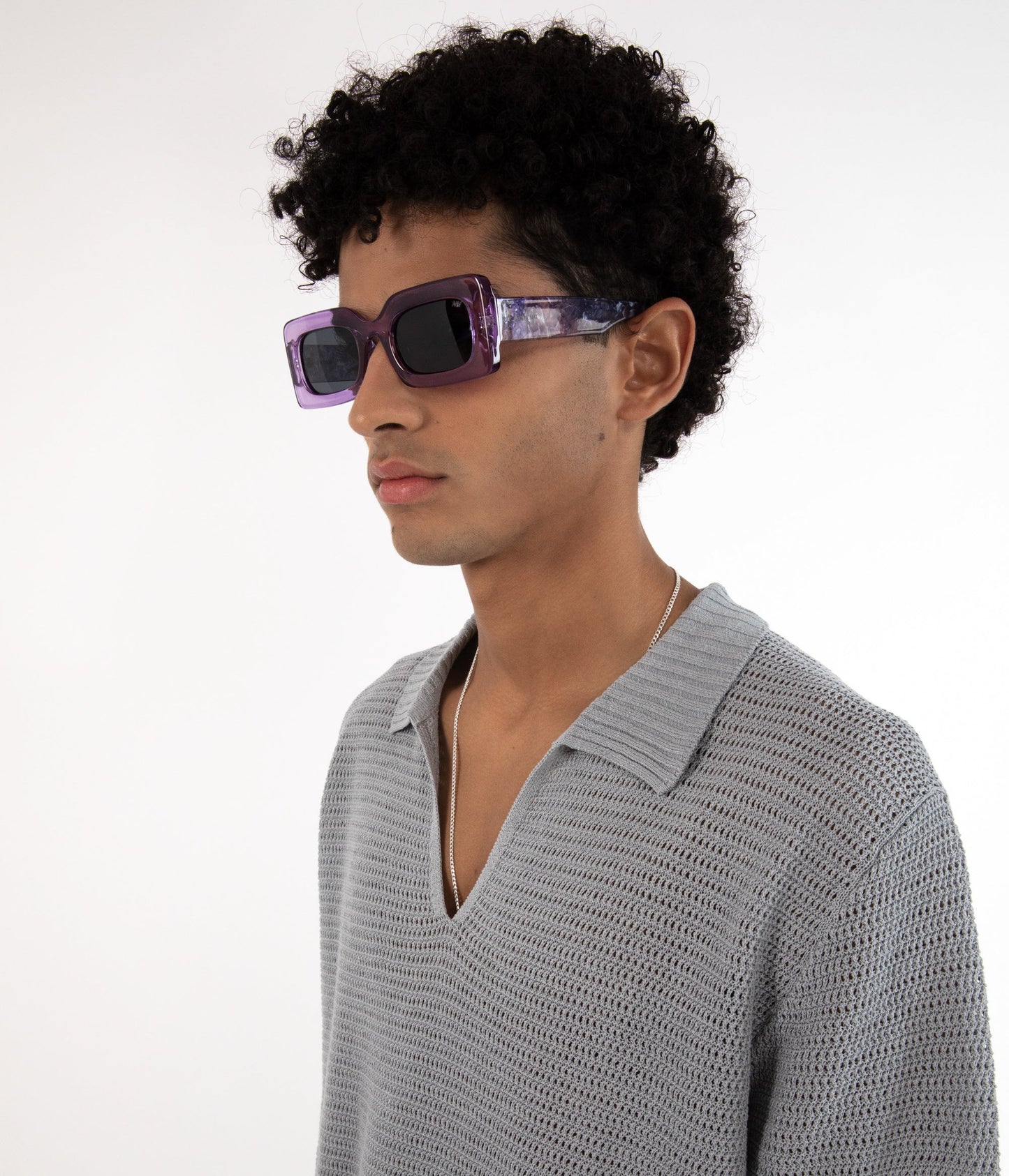 IVVY-2 Recycled Rectangle Sunglasses | Color: Purple, Grey - variant::lilac