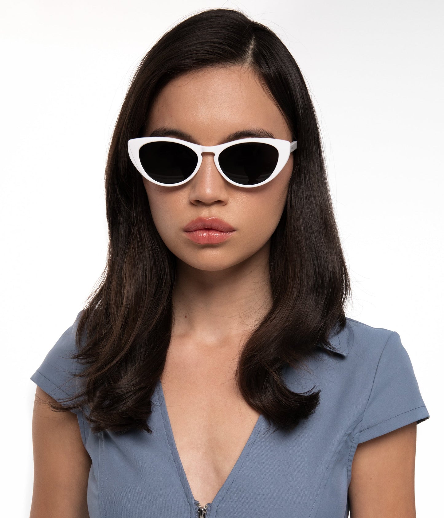 AMARA-2 Cat-Eye Recycled Sunglasses | Color: White - variant::white