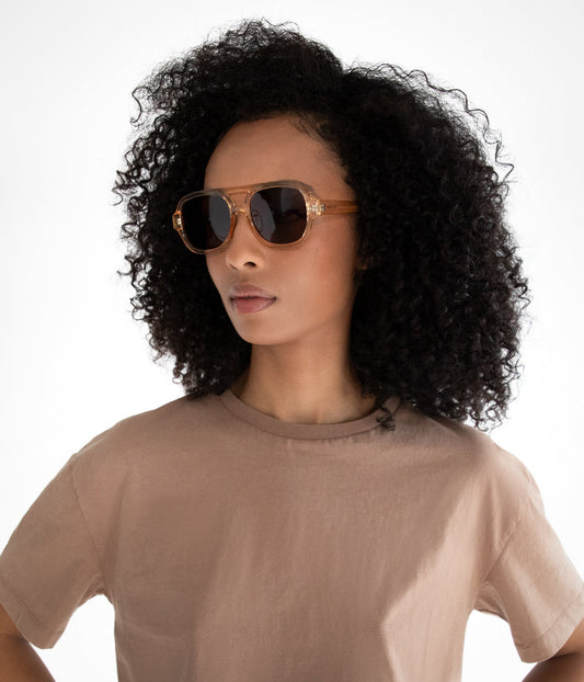 CHOI-2 Recycled Aviator Sunglasses | Color: Green, Brown - variant::green
