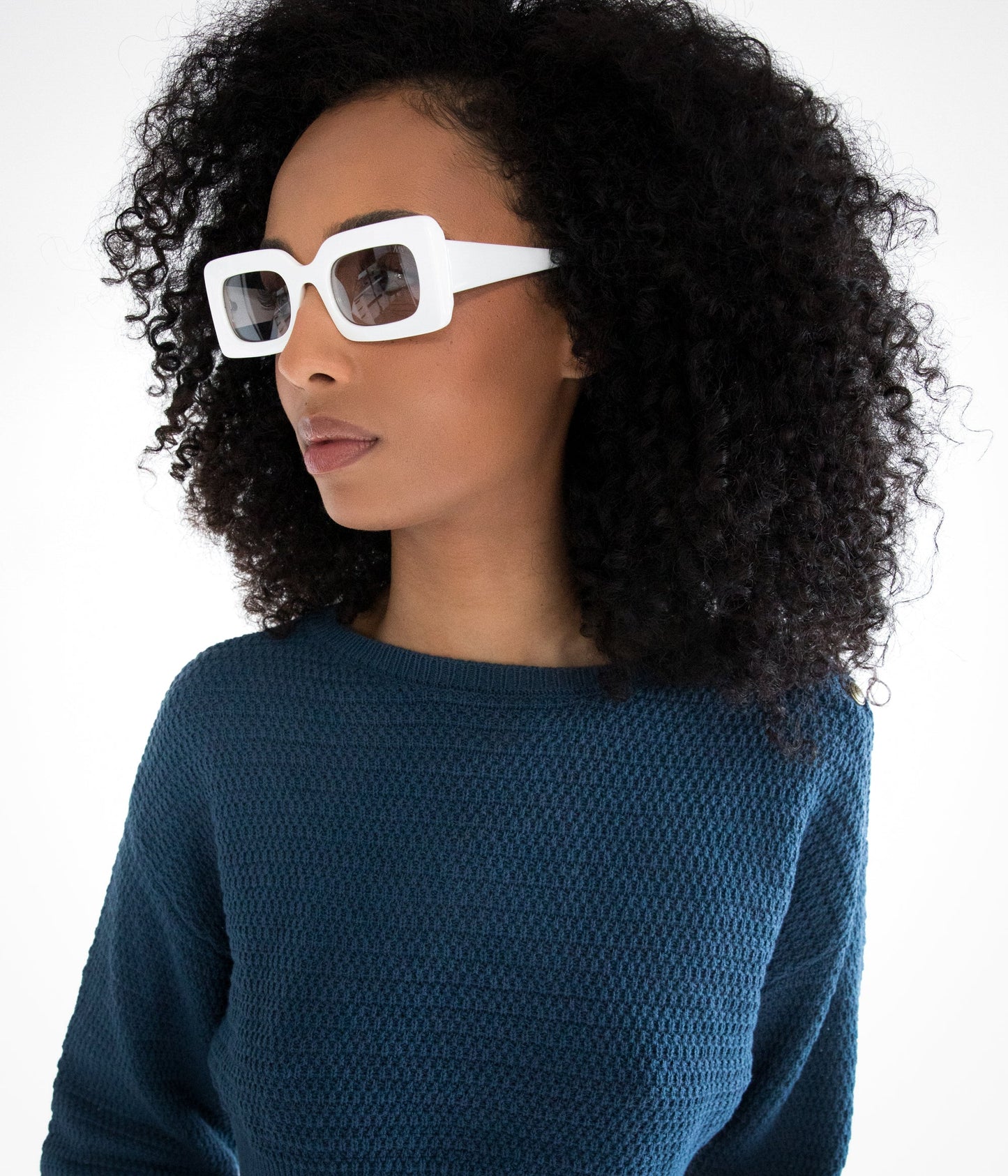 IVVY-2 Recycled Rectangle Sunglasses | Color: White, Grey - variant::white