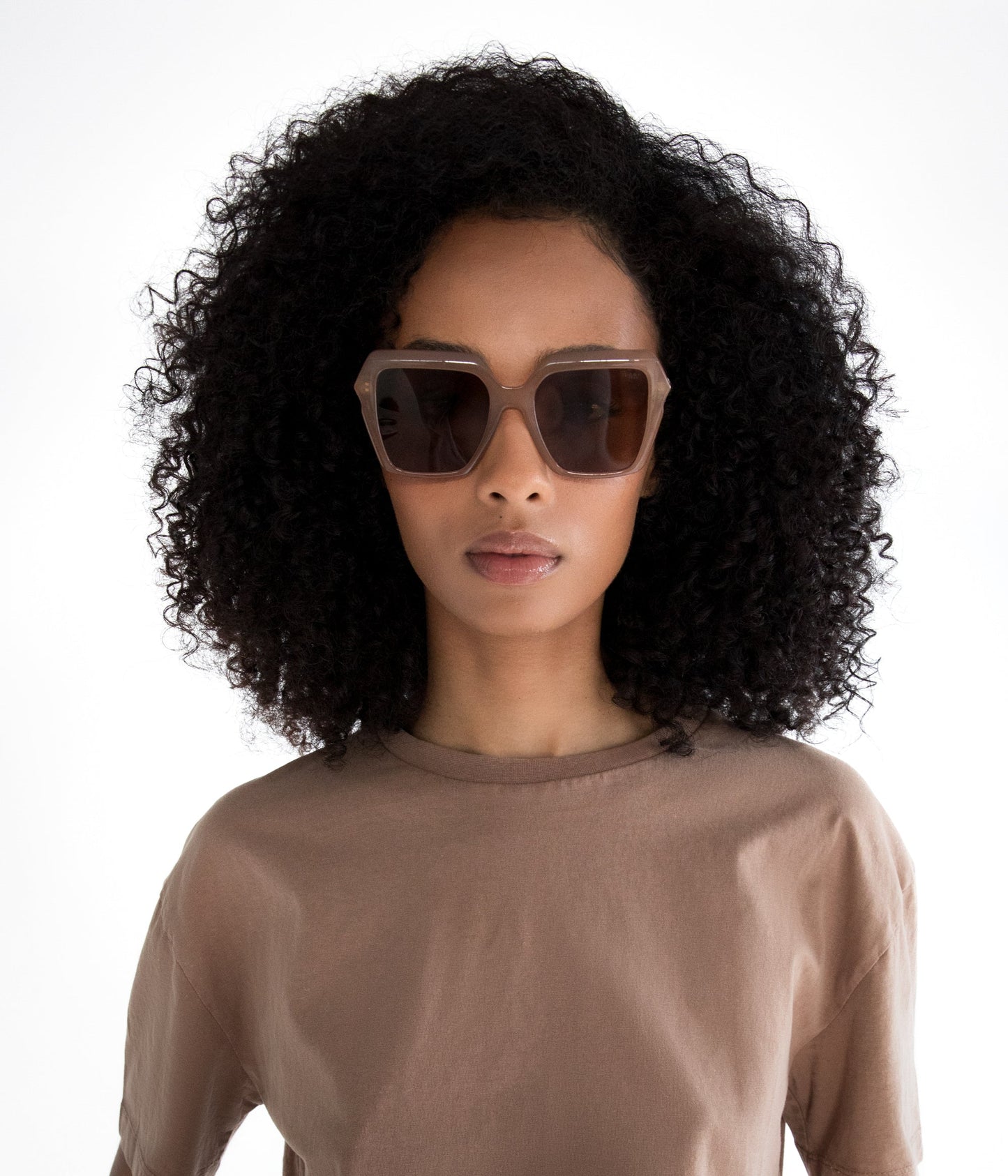 LOIS-2 Recycled Square Sunglasses | Color: White, Brown - variant::nude