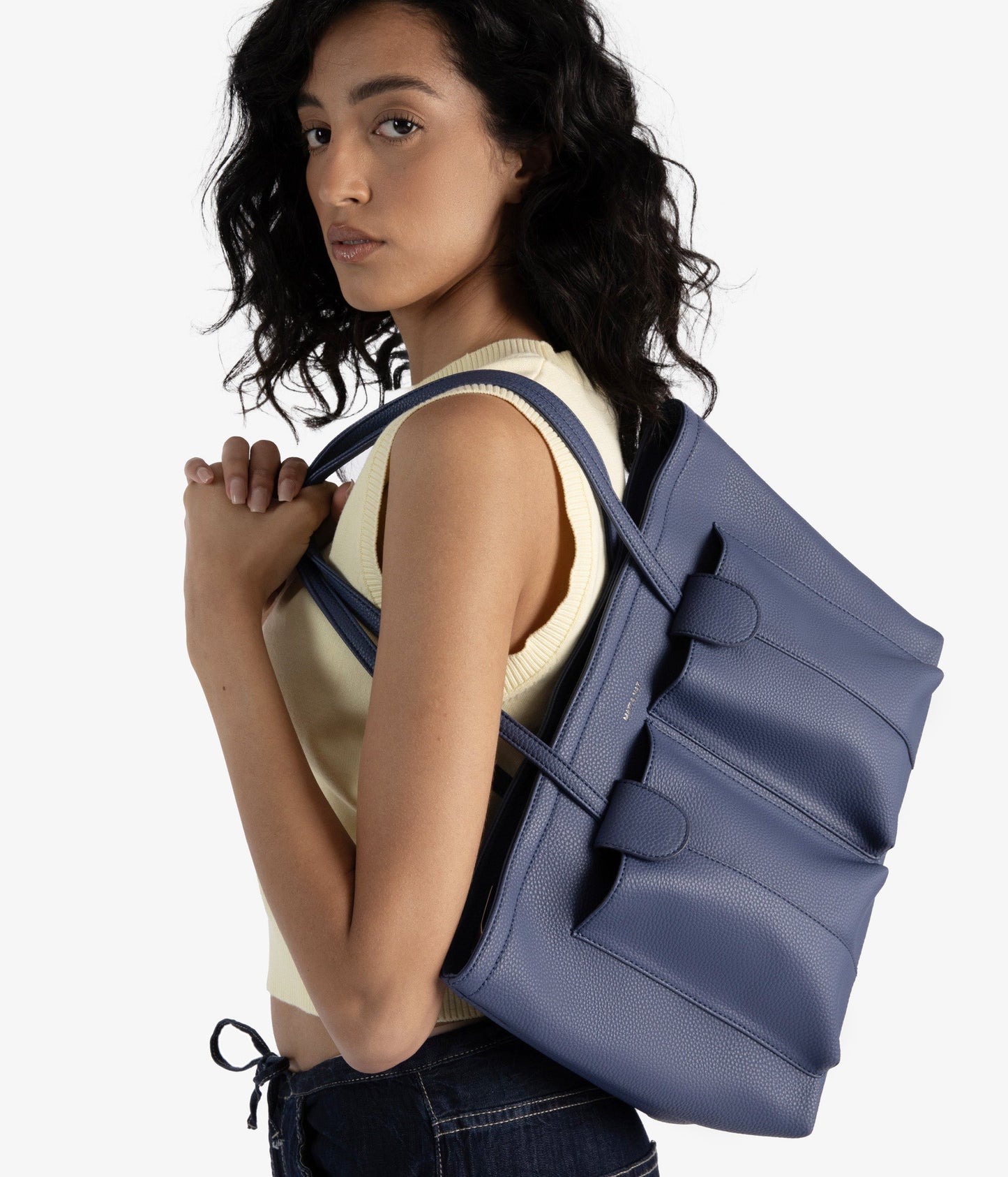 JOS Vegan Tote Bag - Grain | Color: Blue - variant::blueberry